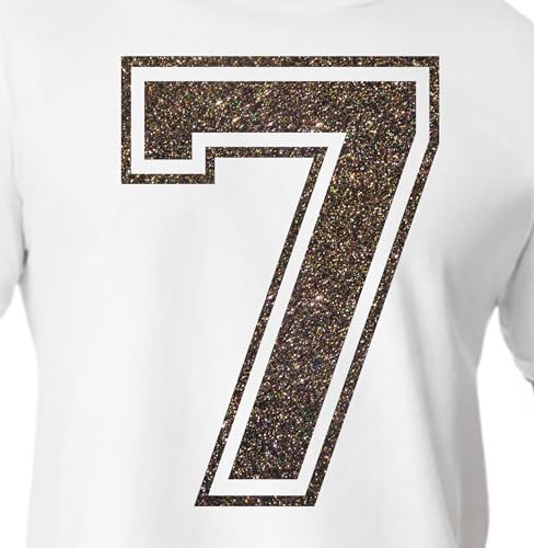 20,3 cm Glitzer-Aufbügelnummer 7 (Seven 7) – Große Wärmeübertragungszahl für Trikots, T-Shirts, Sportuniformen, Basketball, Fußball – Stil C (Dark Walnut 7) von TeeWin