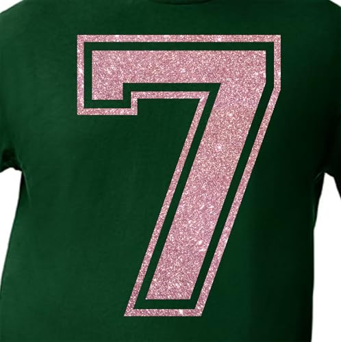 20,3 cm Glitzer-Aufbügelnummer 7 (Seven 7) – Große Wärmeübertragungszahl für Trikots, T-Shirts, Sportuniformen, Basketball, Fußball – Stil C (Roségold 7) von TeeWin