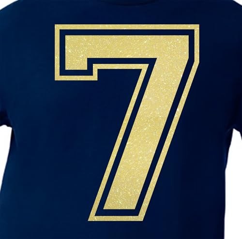20,3 cm Glitzer-Aufbügelnummer 7 (Seven 7) – große gelbe Wärmeübertragungszahl für Trikots, T-Shirts, Sportuniformen, Basketball, Fußball, Stil C (Lemon Sugar 7) von TeeWin