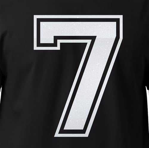 20,3 cm Glitzer-Aufbügelnummer 7 (Seven 7) – große weiße Wärmeübertragungszahl für Trikots, T-Shirts, Sportuniformen, Basketball, Fußball – Stil C (Weiß 7) von TeeWin