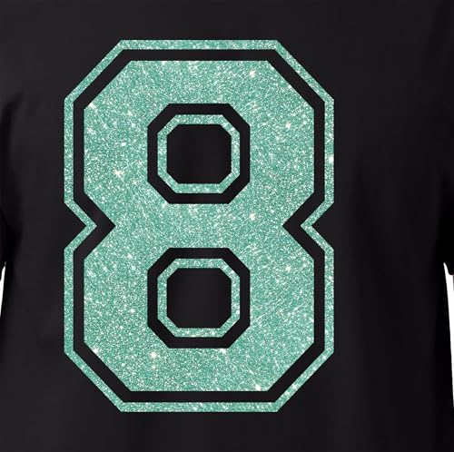 20,3 cm Glitzer-Aufbügelnummer 8 (Acht 8) – große Wärmeübertragungszahl für Trikots, T-Shirts, Sportuniformen, Basketball, Fußball – Stil C (Mint 8) von TeeWin