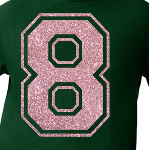20,3 cm Glitzer-Aufbügelnummer 8 (Acht 8) – große Wärmeübertragungszahl für Trikots, T-Shirts, Sportuniformen, Basketball, Fußball – Stil C (Roségold 8) von TeeWin