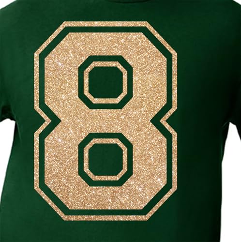 20,3 cm Glitzer-Aufbügelnummer 8 (Acht 8) – große Wärmeübertragungszahl für Trikots, T-Shirts, Sportuniformen, Basketball, Fußball – Stil C (Tawny 8) von TeeWin