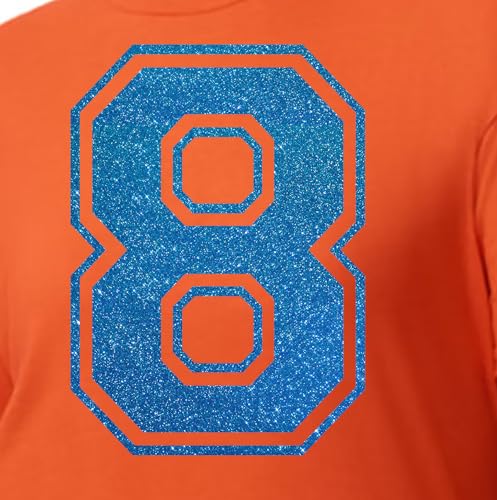 20,3 cm Glitzer-Aufbügelnummer 8 (Acht 8) – große blaue Wärmeübertragungsnummer für Trikots, T-Shirts, Sportuniformen, Basketball, Fußball – Stil C (Aqua 8) von TeeWin