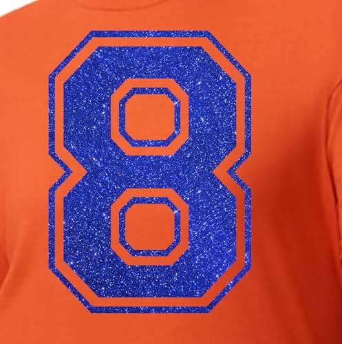 20,3 cm Glitzer-Aufbügelnummer 8 (Acht 8) – große blaue Wärmeübertragungsnummer für Trikots, T-Shirts, Sportuniformen, Basketball, Fußball – Stil C (Royal 8) von TeeWin