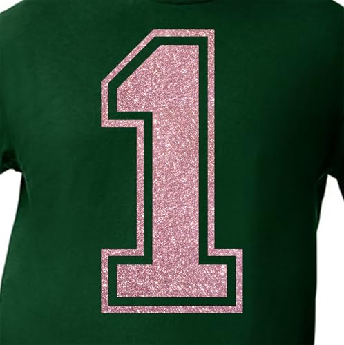 20,3 cm Glitzer zum Aufbügeln Nummer 1 (One 1) - Große Wärmeübertragungszahl für Trikots, T-Shirts, Sportuniformen, Basketball, Fußball - Stil C (Roségold 1) von TeeWin