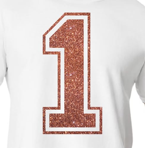 20,3 cm Glitzer zum Aufbügeln Nummer 1 (One 1) – große metallische Wärmeübertragungszahl für Trikots, T-Shirts, Sportuniformen, Basketball, Fußball – Stil C (Bronze 1) von TeeWin
