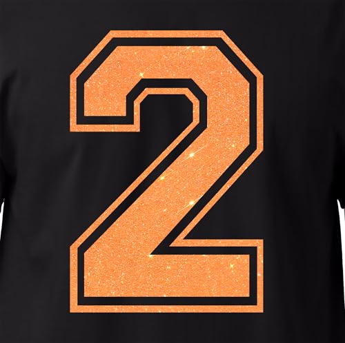 20,3 cm Glitzer zum Aufbügeln Nummer 2 (Zwei 2) - Große Wärmeübertragungszahl für Trikots, T-Shirts, Sportuniformen, Basketball, Fußball - Stil C (Neon Orange 2) von TeeWin