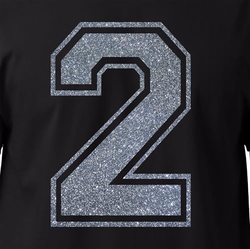 20,3 cm Glitzer zum Aufbügeln Nummer 2 (Zwei 2) – Große Wärmeübertragungszahl für Trikots, T-Shirts, Sportuniformen, Basketball, Fußball – Stil C (Schwarz Silber 2) von TeeWin