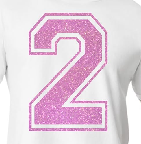 20,3 cm Glitzer zum Aufbügeln Nummer 2 (Zwei 2) - Große Wärmeübertragungszahl für Trikots, T-Shirts, Sportuniformen, Basketball, Fußball - Stil C (Transluzent Hellrosa 2) von TeeWin