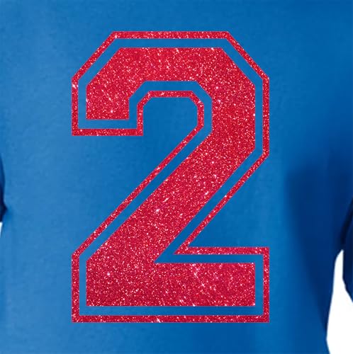 20,3 cm Glitzer zum Aufbügeln Nummer 2 (Zwei 2) - Große rote Wärmeübertragungszahl für Trikots, T-Shirts, Sportuniformen, Basketball, Fußball - Stil C (Rot 2) von TeeWin