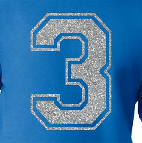 20,3 cm Glitzer zum Aufbügeln Nummer 3 (Drei 3) - Große Metallic Silber Wärmeübertragungszahl für Trikots, T-Shirts, Sportuniformen, Basketball, Fußball - Stil C (Silber 3) von TeeWin