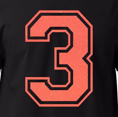 20,3 cm Glitzer zum Aufbügeln Nummer 3 (Drei 3) - Große Wärmeübertragungszahl für Trikots, T-Shirts, Sportuniformen, Basketball, Fußball - Stil C (Neon Grapefruit 3) von TeeWin