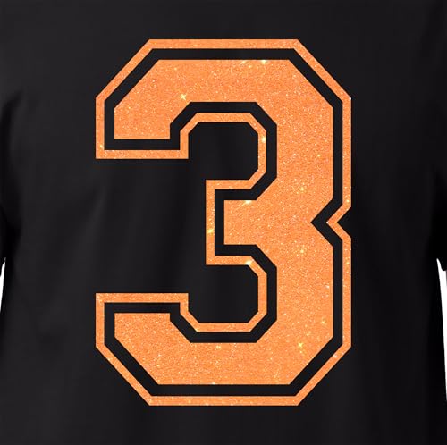 20,3 cm Glitzer zum Aufbügeln Nummer 3 (Drei 3) - Große Wärmeübertragungszahl für Trikots, T-Shirts, Sportuniformen, Basketball, Fußball - Stil C (Neon Orange 3) von TeeWin