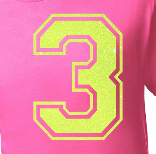 20,3 cm Glitzer zum Aufbügeln Nummer 3 (Drei 3) – Große Wärmeübertragungszahl für Trikots, T-Shirts, Sportuniformen, Basketball, Fußball – Stil C (Neongelb 3) von TeeWin