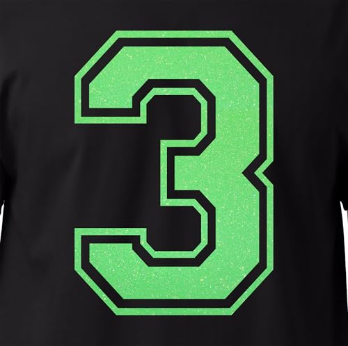 20,3 cm Glitzer zum Aufbügeln Nummer 3 (Drei 3) – Große Wärmeübertragungszahl für Trikots, T-Shirts, Sportuniformen, Basketball, Fußball – Stil C (Neongrün 3) von TeeWin