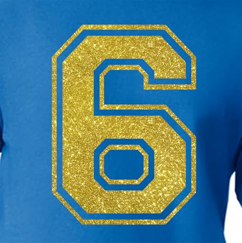 20,3 cm Glitzer zum Aufbügeln Nummer 6 (Six 6) oder Nummer 9 (Nine 9) – Große Metallic Gold Wärmeübertragungszahl für Trikots, T-Shirts, Sportuniformen, Basketball, Fußball – Stil C (Gold 6 9) von TeeWin