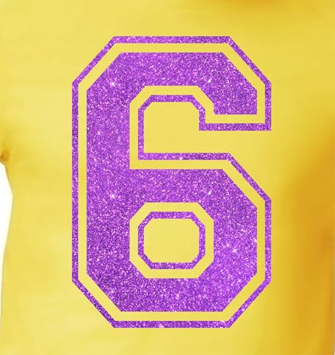20,3 cm große Glitzer-Aufbügelnummer 6 (Six 6) oder Nummer 9 (neun 9) – große violette Wärmeübertragungsnummer für Trikots, T-Shirts, Sportuniformen, Basketball, Fußball – Stil C (Lila 6 9) von TeeWin