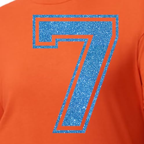 20,3 cm große Glitzer-Aufbügelnummer 7 (Seven 7) – große blaue Wärmeübertragungsnummer für Trikots, T-Shirts, Sportuniformen, Basketball, Fußball, Stil C (Sapphire 7) von TeeWin