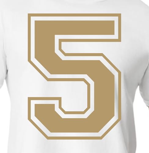 20,3 cm lila & braune Farbtöne Trikotzahlen für Sport-T-Shirts, Trikots, Fußball, Baseball, Basketball, zum Aufbügeln, Wärmeübertragung für Team-T-Shirts (Stil C) (Vegas Gold_5) von TeeWin