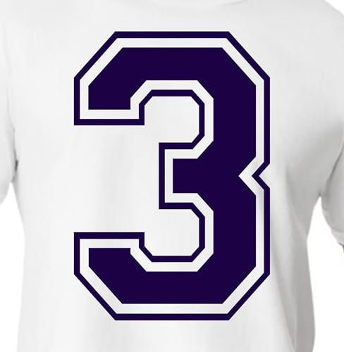 20,3 cm lila & braune Farbtöne Trikotzahlen für Sport-T-Shirts, Trikots, Fußball, Baseball, Basketball, zum Aufbügeln, Wärmeübertragung für Team-T-Shirts (Stil C) (Violett_3) von TeeWin