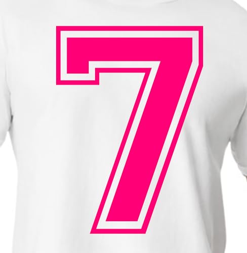 20,3 cm rote & rosafarbene Farbtöne Trikotzahlen für Sport-T-Shirts, Trikots, Fußball, Baseball, Basketball, Bügel-Wärmeübertragung für Team-T-Shirts (Stil C) (FLUORESCEN Raspberry_7) von TeeWin