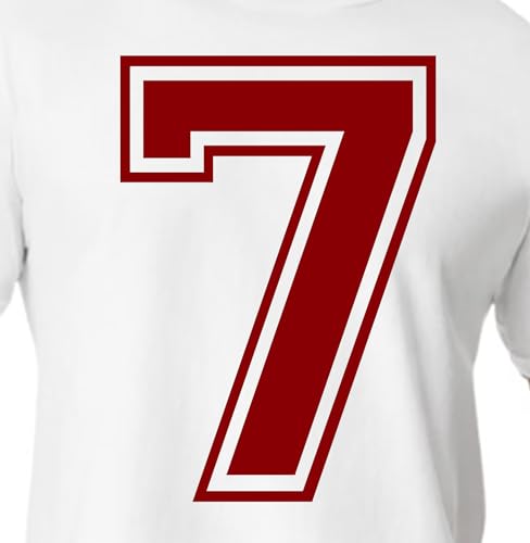 20,3 cm rote & rosafarbene Farbtöne Trikotzahlen für Sport-T-Shirts, Trikots, Fußball, Baseball, Basketball, zum Aufbügeln, Wärmeübertragung für Team-T-Shirts (Stil C) (Cardinal_7) von TeeWin