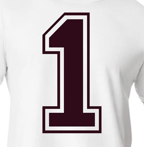 20,3 cm rote & rosafarbene Farbtöne Trikotzahlen für Sport-T-Shirts, Trikots, Fußball, Baseball, Basketball, zum Aufbügeln, Wärmeübertragung für Team-T-Shirts (Stil C) (Dark Maroon_1) von TeeWin