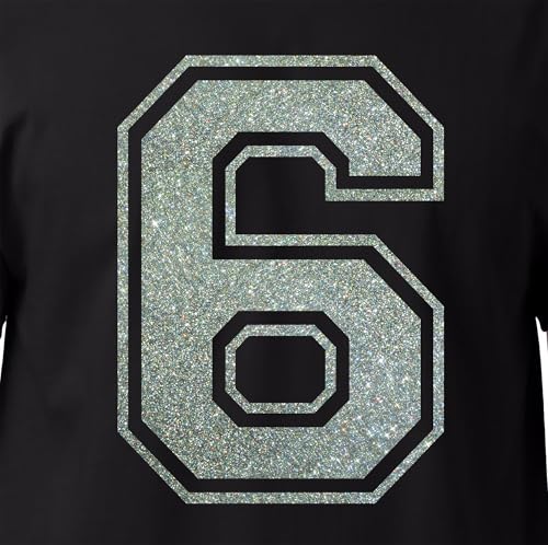Glitzer-Aufbügelnummer 6 (Six 6) oder Nummer 9 (neun 9) – große graue Wärmeübertragungsnummer für Trikots, T-Shirts, Sportuniformen, Basketball, Fußball, Stil C (Light Multi 6 9) von TeeWin