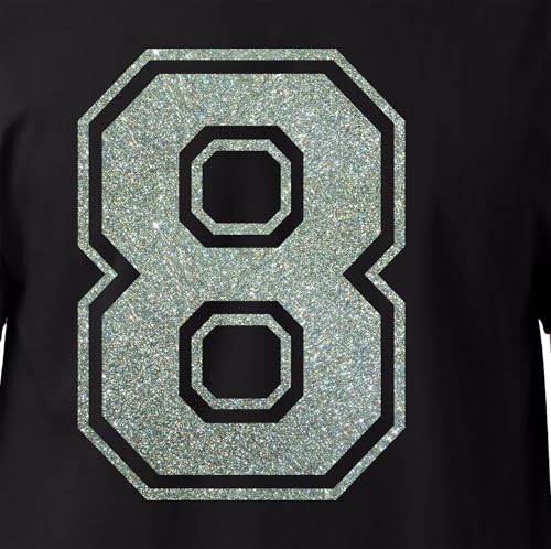 Glitzer-Aufbügelnummer 8 (Acht 8) – große graue Wärmeübertragungszahl für Trikots, T-Shirts, Sportuniformen, Basketball, Fußball, Stil C (Light Multi 8) von TeeWin