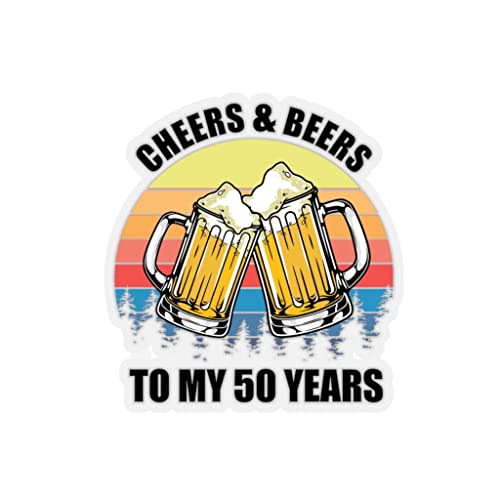 Teegarb Letter Blanket Aufkleber Neuheit Vintage Cheers and Beer to My 50 Years Celebrant Urkomische Geburtsfeste Aufkleber für Laptop Auto 5,1 cm × 5,1 cm / transparent von Teegarb Letter Blanket