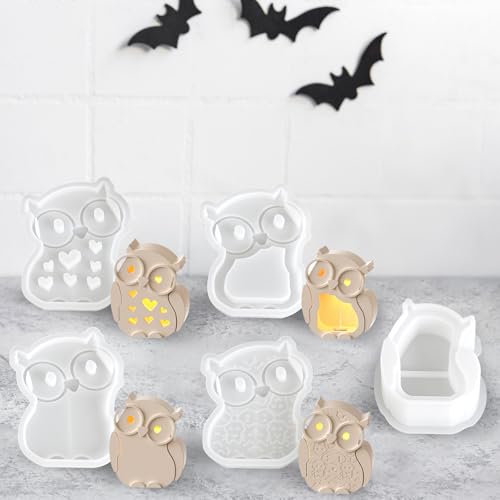 5Pcs Silikonform Gießformen Eule, 3D Eulen Kerzenform Silikon mit Base Eule Gips Gießformen Kerzen Formen Herbst Kerzengießform Handgemacht Eulen Deko Silikonform Halloween für DIY Basteln 5Pcs Silikonform Gießformen Eule, 3D Eulen Kerzenform Silikon mit Base Eule Gips Gießformen Kerzen Formen Herbst Kerzengießform Handgemacht Eulen Deko Silikonform Halloween für DIY Basteln von Teeloray