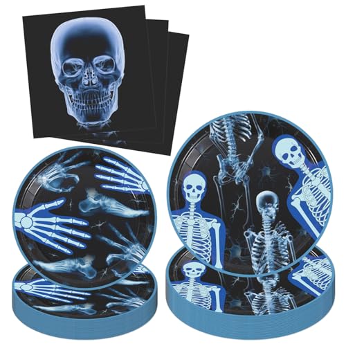 72Stück Ärzte Partygeschirr, Skelett Geburtstag Deko, Radiologie Röntgen Geschirr Set Chirurgen Abschlussfeier Deko Skelett Paperteller Servietten Gotisch Partyzubehör Halloween Tischdeko für 24 Gäste 72Stück Ärzte Partygeschirr, Skelett Geburtstag Deko, Radiologie Röntgen Geschirr Set Chirurgen Abschlussfeier Deko Skelett Paperteller Servietten Gotisch Partyzubehör Halloween Tischdeko für 24 Gäste von Teeloray