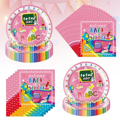 Einschulung Partygeschirr Set, 40 Servietten und Pappteller für Einschulung, 20 Personen Schulanfang Schuleinführung Deko mit Bunten ABC 1+1=2 Motiv für Junge Mädchen Schulkind Partygeschirr Einschulung Partygeschirr Set, 40 Servietten und Pappteller für Einschulung, 20 Personen Schulanfang Schuleinführung Deko mit Bunten ABC 1+1=2 Motiv für Junge Mädchen Schulkind Partygeschirr von Teeloray