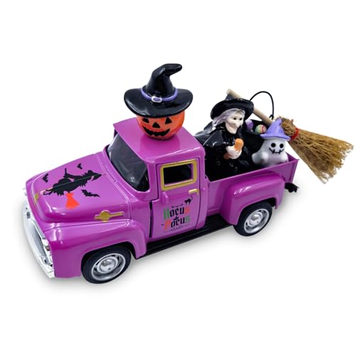 Halloween Deko, Vintage Metall Truck mit Mini Fake Hexendeko, Harz Kürbis, Süßigkeiten Kessel, Miniaturbesen und Geister für Zuhouse, Hexen Dekor für Kaminsims Centerpieces Tischdeko Mottoparty Halloween Deko, Vintage Metall Truck mit Mini Fake Hexendeko, Harz Kürbis, Süßigkeiten Kessel, Miniaturbesen und Geister für Zuhouse, Hexen Dekor für Kaminsims Centerpieces Tischdeko Mottoparty von Teeloray