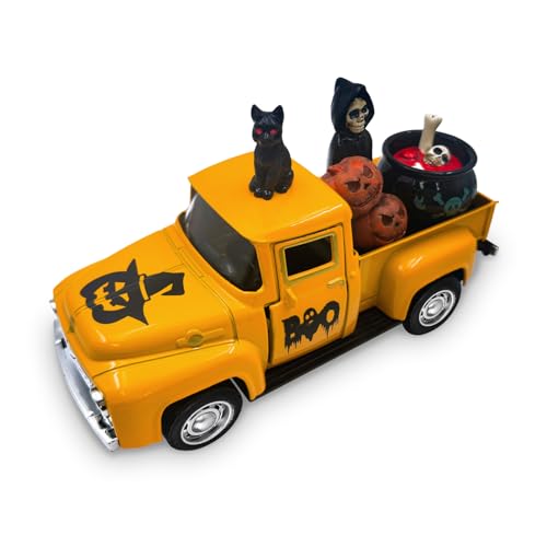 Halloween Kürbis Laternen Dekoration, Vintage Metall Truck mit Mini Fake Kürbisse Skelett Hexe Schwarz Katze und Hexensuppe für Tisch Halloween Deko Innen für Kaminsims Haus Centerpieces Geschenke Halloween Kürbis Laternen Dekoration, Vintage Metall Truck mit Mini Fake Kürbisse Skelett Hexe Schwarz Katze und Hexensuppe für Tisch Halloween Deko Innen für Kaminsims Haus Centerpieces Geschenke von Teeloray
