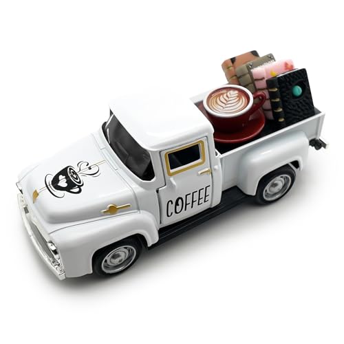 Teeloray Kaffee Deko, Vintage Truck Modell mit Mini Bücher und Kaffee Schild für Tisch, Kaffee Ecke Deko, Oldtimer Fensterbank Deko für Café Bar Küche Esszimmer Wohnzimmer Centerpieces Geschenke Weiß Teeloray Kaffee Deko, Vintage Truck Modell mit Mini Bücher und Kaffee Schild für Tisch, Kaffee Ecke Deko, Oldtimer Fensterbank Deko für Café Bar Küche Esszimmer Wohnzimmer Centerpieces Geschenke Weiß von Teeloray