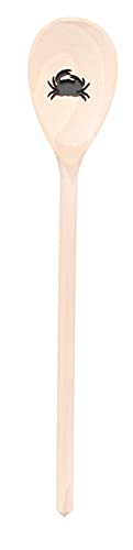 Teemando®, Kochlöffel aus Holz mit Motiv Krebs, extra stabil, Naturprodukt: handgefertigt, unbehandelt, Rührlöffel aus Buche, oval 30 cm, das besondere Geschenk von Teemando