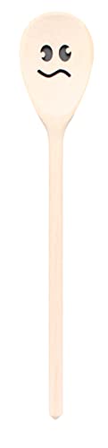 Teemando®, Kochlöffel aus Holz mit Motiv Smiley 7, extra stabil, Naturprodukt: handgefertigt, unbehandelt, Rührlöffel aus Buche, oval 30 cm, das besondere Geschenk von Teemando