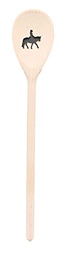 teemando®, Kochlöffel aus Holz mit Motiv Reiter, extra stabil, Naturprodukt: handgefertigt, unbehandelt, Rührlöffel aus Buche, oval 30 cm, das besondere Geschenk von Teemando