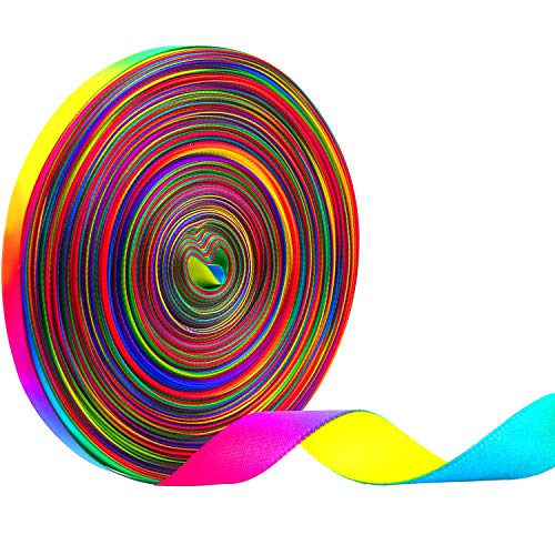 Teemico Satinband mit Farbverlauf, Regenbogenfarben, bedruckt, doppelseitig, Satin-Polyesterband für Heimwerker, handgefertigt, 9 mm breit Teemico Satinband mit Farbverlauf, Regenbogenfarben, bedruckt, doppelseitig, Satin-Polyesterband für Heimwerker, handgefertigt, 9 mm breit von Teemico