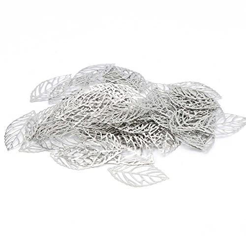 200 Stück Hohlblatt-Charms, Metallblatt-Anhänger, Schmuckzubehör für DIY-Projekte, Halsketten, Armbänder, Ohrringe, Schmuckherstellung und Basteln (Silber) von Teensery