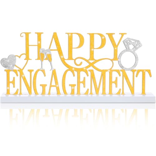 Teenyyou Schild mit Aufschrift "Happy Engagement Party", Tischdekoration, Segen, Geschenk, Party, Tafelaufsatz, Metall-Wortschild mit Holzsockel, für Bankett, Tischplatte, Schreibtisch-Dekoration Teenyyou Schild mit Aufschrift "Happy Engagement Party", Tischdekoration, Segen, Geschenk, Party, Tafelaufsatz, Metall-Wortschild mit Holzsockel, für Bankett, Tischplatte, Schreibtisch-Dekoration von Teenyyou