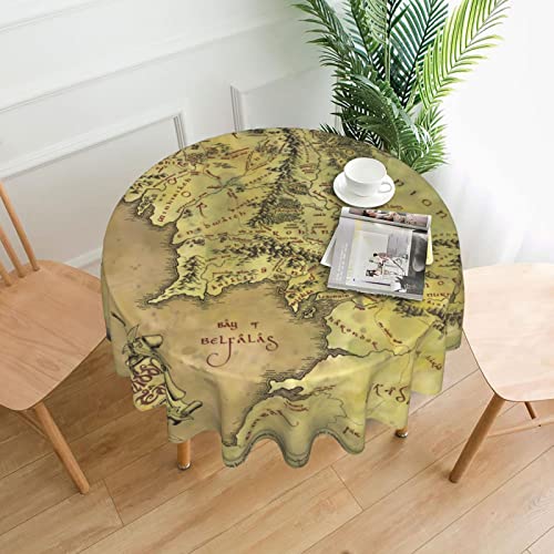 Teery-YY Mittelerde, runde Tischdecke, 152,4 cm, knitterfrei, waschbar, für Zuhause, Esszimmer, Dekoration, Küche, Party, Outdoor von Teery-YY
