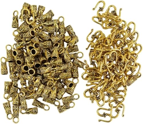30 Sets Antikgold S-Haken Endkappen Lederschnur Legierung Verschluss Schmuckherstellung Zubehör (30 Stück) von Teesea