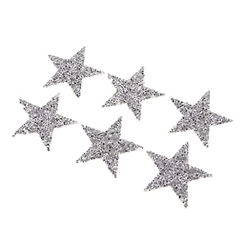 Bügelbilder mit Stern-Design, für Kleidung, DIY, Abzeichen, Applikation, 5 cm, Kristall-Strasssteine, 6 Stück von Teesea