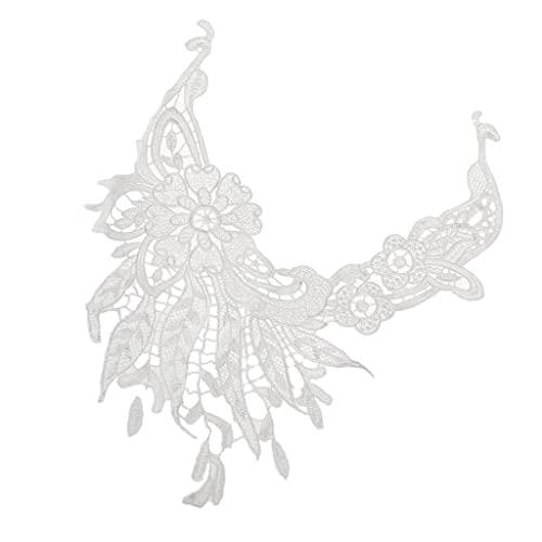 Elegante bestickte Spitzenborte, vielseitige Halsbanddekoration, 23,1 cm, weiß, Vintage-Stil von Teesea