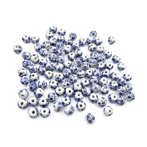 Porzellanperlen Blaue Blumen 12mm Schmuckherstellung 100 Stück Keramik Abstandshalter für Armband Halskette Porzellanperlen Blaue Blumen 12mm Schmuckherstellung 100 Stück Keramik Abstandshalter für Armband Halskette von Teesea