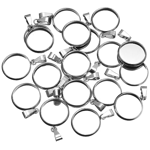 Schmucktabletts mit runder Lünette, 20 Stück, Edelstahl-Anhängerhalter für selbstgemachte Halsketten, Ohrringe, Armbänder (12 mm) von Teesea