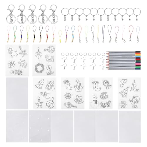 Weihnachts-Schrumpf-Bastelbögen für selbstgemachte Ornamente und Zubehör, verschiedene Farben von Teesea